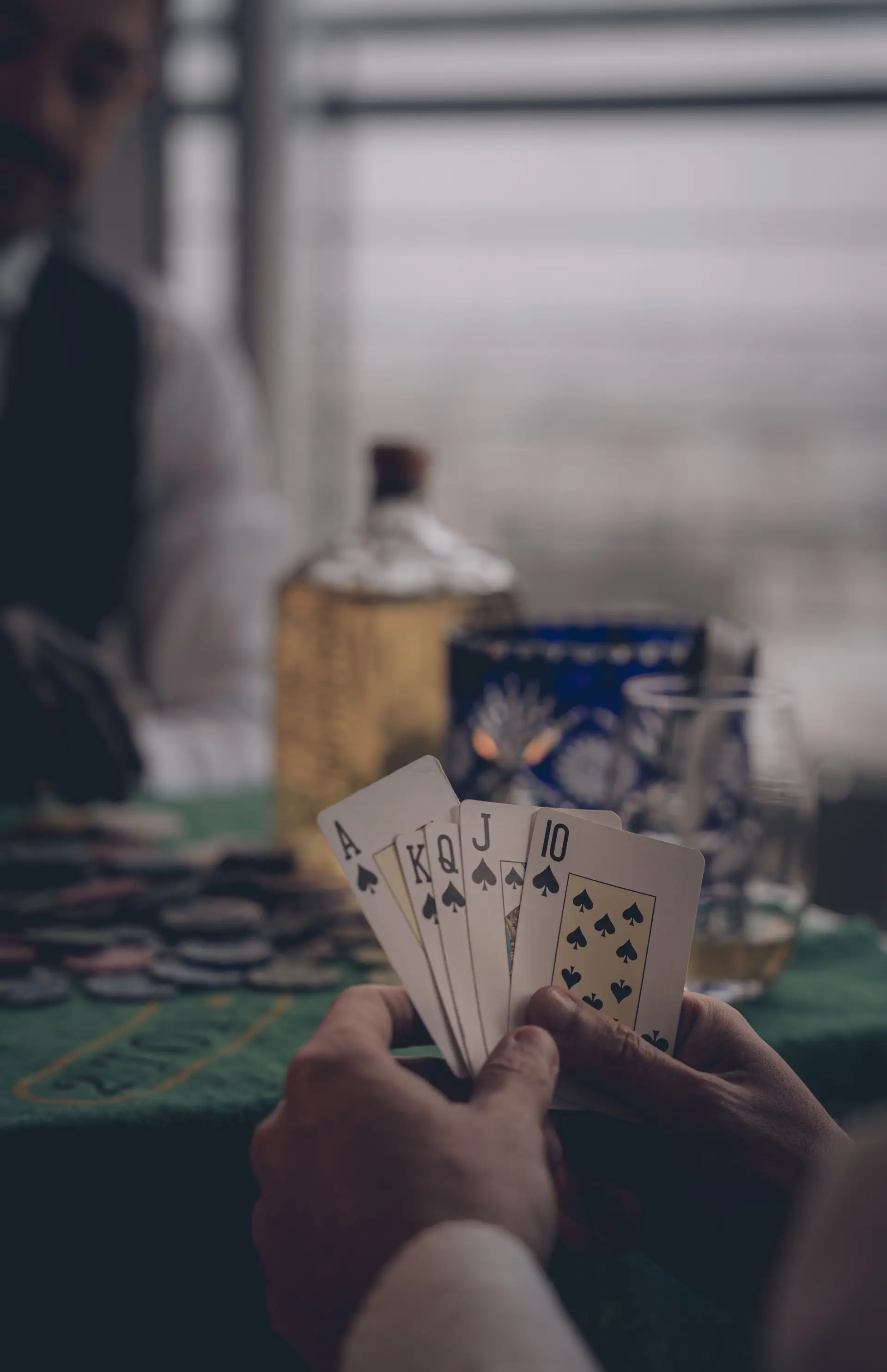 Focus on royal flush cards